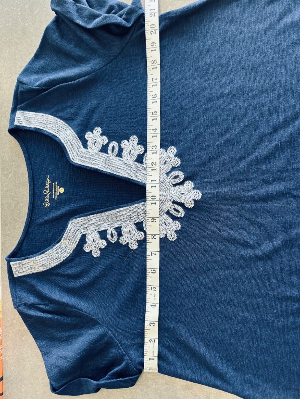 Lilly Pulitzer Maisy Dress in True Navy w/Embroidered White V-Neck XL - EUC - Picture 5 of 5